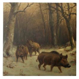 Wilde Boars im Schnee (von Rosa Bonheur) Fliese