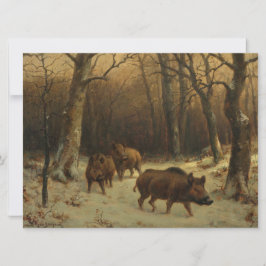 Wilde Boars im Schnee (von Rosa Bonheur) Karte
