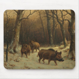 Wilde Boars im Schnee (von Rosa Bonheur) Mousepad