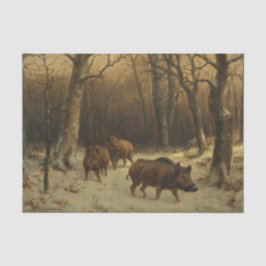 Wilde Boars im Schnee (von Rosa Bonheur) Seidenpapier