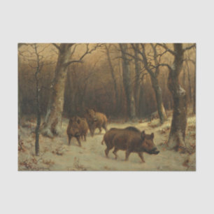 Wilde Boars im Schnee (von Rosa Bonheur) Seidenpapier