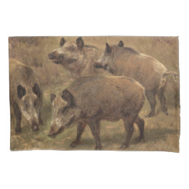 Wilde Boars in einer grasbewachsenen Landschaft (v Kissenbezug