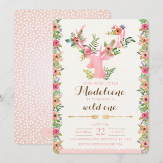 Wilde Boho Geweih-Geburtstags-Einladung Einladung