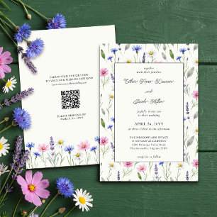 Wilde Botanische Hochzeit auf der Wiese Einladung