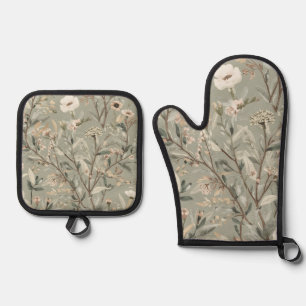 Wilde botanische Luxus-Ofenhandschuhe  Ofenhandschuh & Topflappen-Set