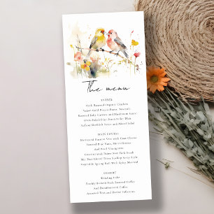 Wilde Botanische Wasserfarben Liebesvögel Hochzeit Einladung