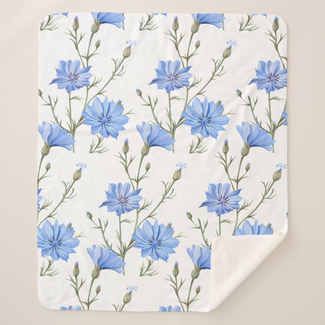 Wilde Chicorée Blume Botanische Wasserfarbenwelt Sherpadecke (Vorderseite)