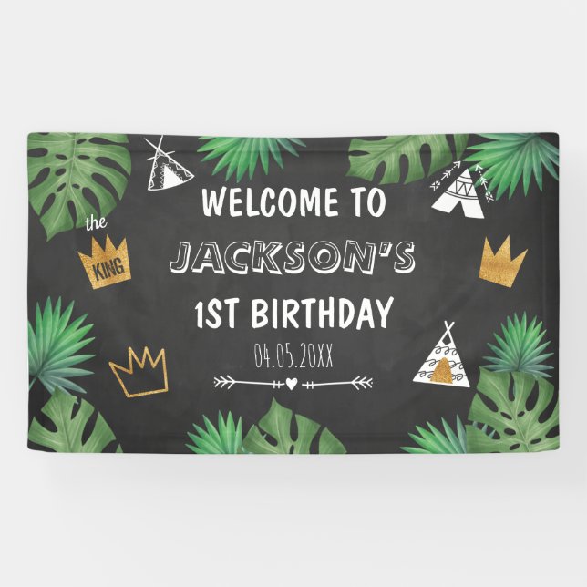 Wilde Dinge Glitzer ONE Geburtstag Junge Hintergru Banner (Horizontal)