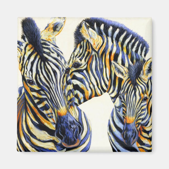 Wilde Dinge - lebendige Zebras Magnet (Vorne)