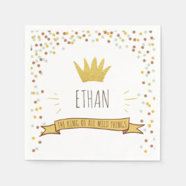 Wilde Dinge Papier Napkin Gold Crown Erster Geburt Serviette