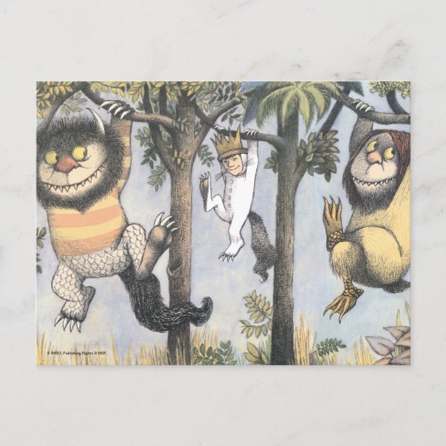 Wilde Dinge und Max schwingen von Bäumen Postkarte (Vorderseite)