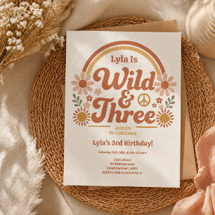 Wilde Dreibirthdayeinladung Mädchen Retro Boho Einladung