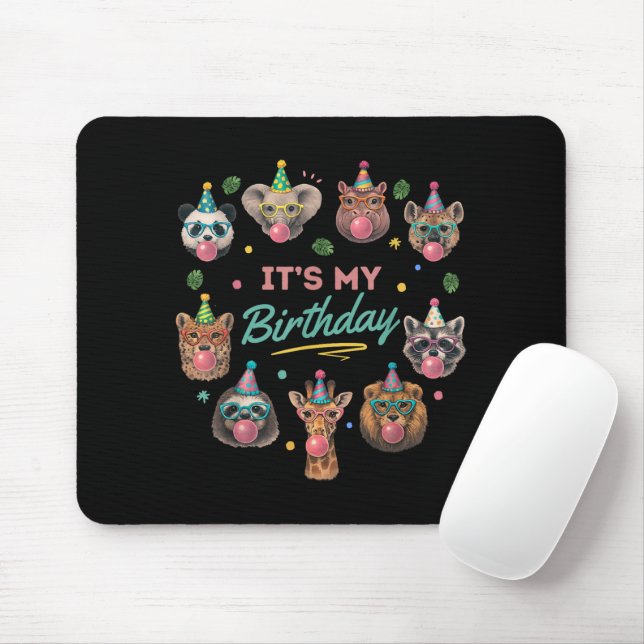 Wilde Dschungel-Tier-Geburtstagsfeier-Design  Mousepad (Mit Mouse)