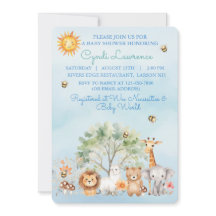 Wilde Dschungel-Zoo-Tiere Baby Shower Einladung