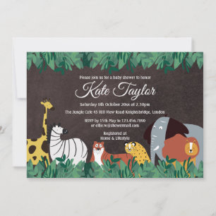 Wilde Dschungeltiere Baby Shower Rustikale Kreidet Einladung