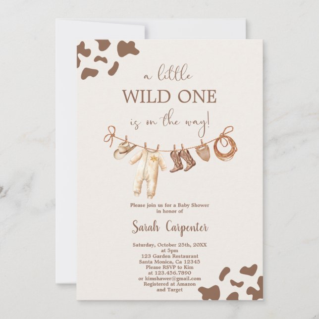 Wilde Eins Baby Shower Junge Einladung (Vorderseite)