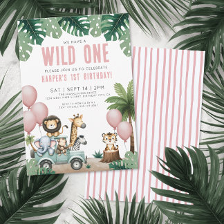 Wilde Eins-Jungle-Safari 1. Geburtstagsfeier Einladung