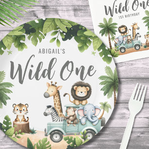 Wilde Eins Jungle Safari 1. Geburtstagsfeier Pappteller