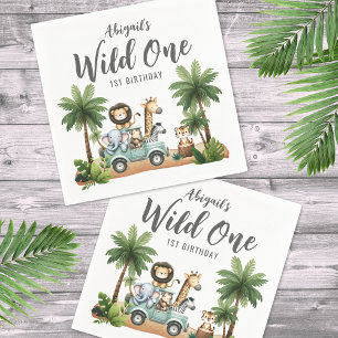 Wilde Eins Junglesafari 1. Geburtstagsfeier Serviette
