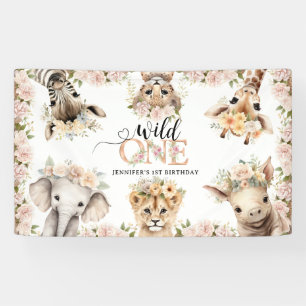 Wilde EINS Safari Dschungeltiere 1. Geburtstagsfei Banner