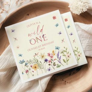 Wilde Eins Wilde Blume Wilde Blumen 1. Geburtstags Serviette