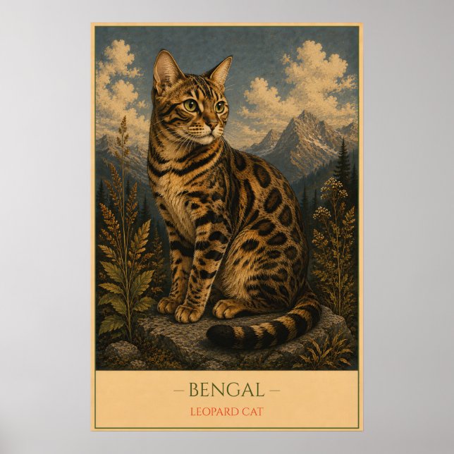 Wilde Eleganz: Bengalkatze Poster (Vorne)