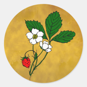Wilde Erdbeer-Sticker Runder Aufkleber