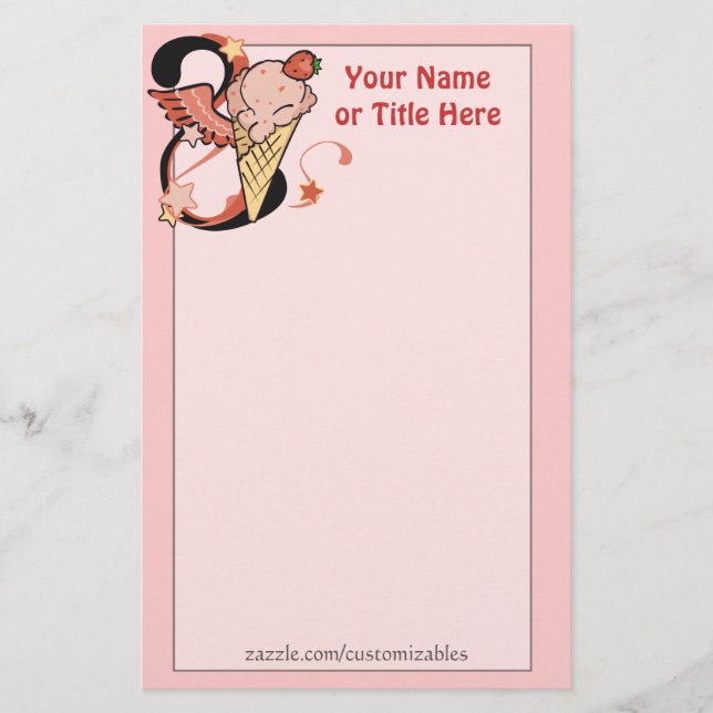 Wilde Erdbeere Ice Cream Stationery Briefpapier (Vorderseite)