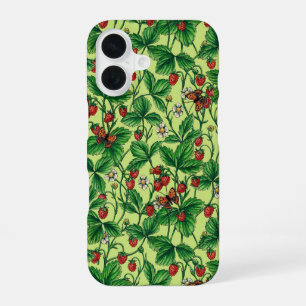 Wilde Erdbeeren auf Honigtaube iPhone 16 Hülle