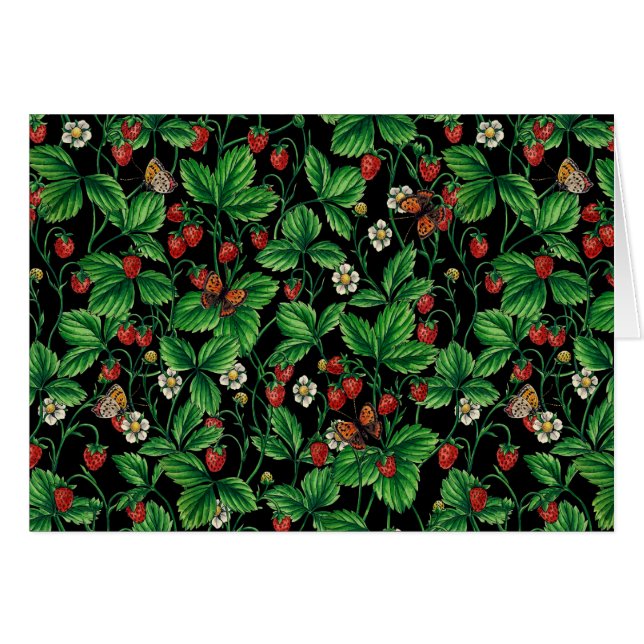 Wilde Erdbeeren auf schwarz (Vorderseite (Horizontal))