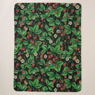 Wilde Erdbeeren auf schwarz Sherpadecke