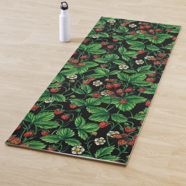 Wilde Erdbeeren auf schwarz Yogamatte (Beispiel)