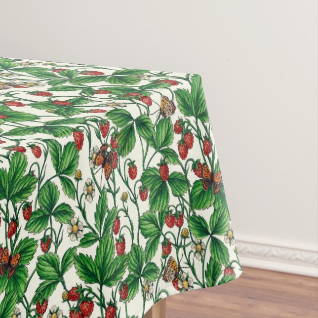 Wilde Erdbeeren auf weißem Grund Tischdecke (Beispiel)