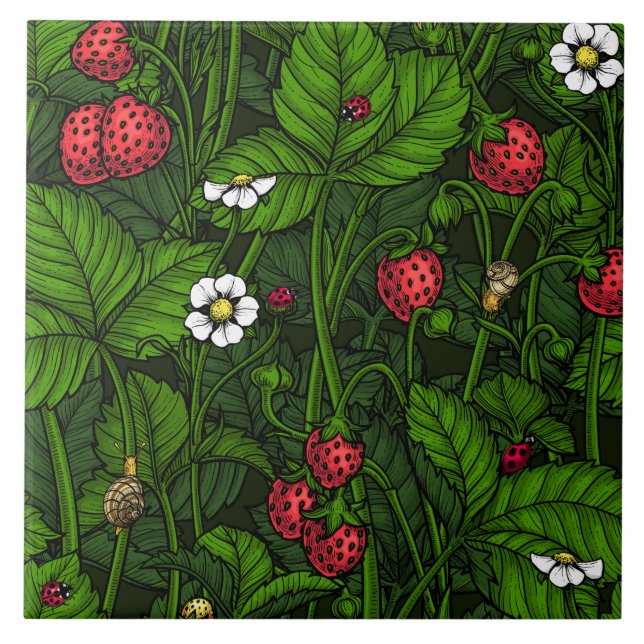 Wilde Erdbeeren Fliese (Vorderseite)