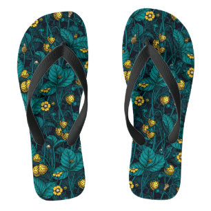 Wilde Erdbeeren, gelb und blau Flip Flops