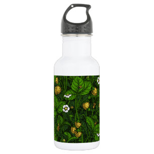 Wilde Erdbeeren, gelb und grün Edelstahlflasche