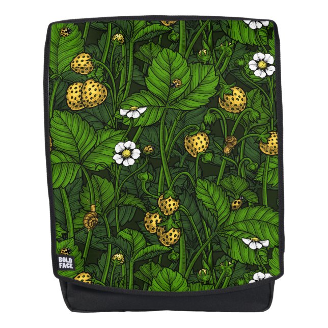 Wilde Erdbeeren, gelb und grün Rucksack (Vorderseite)