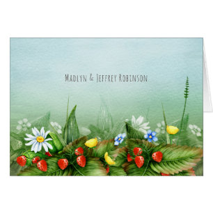 Wilde Erdbeeren in einem Wiesenblau-Land