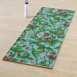 Wilde Erdbeeren in Poolblau Yogamatte