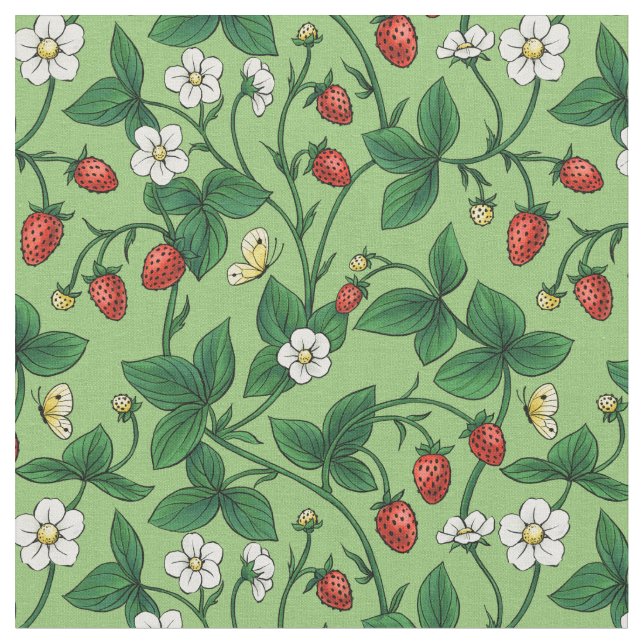 Wilde Erdbeeren rot/gelb/grün/ Stoff (Nahaufnahme)