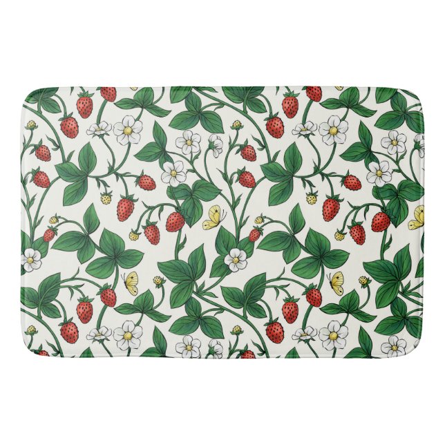 Wilde Erdbeeren rot/gelb/grün/weißlich Badematte (Vorderseite)