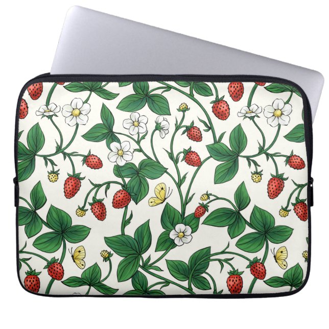 Wilde Erdbeeren rot/gelb/grün/weißlich Laptopschutzhülle (Vorderseite)