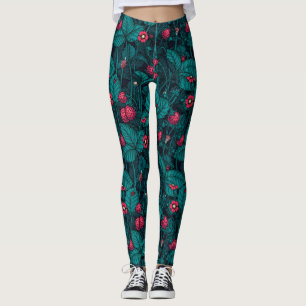 Wilde Erdbeeren, rot und blau Leggings