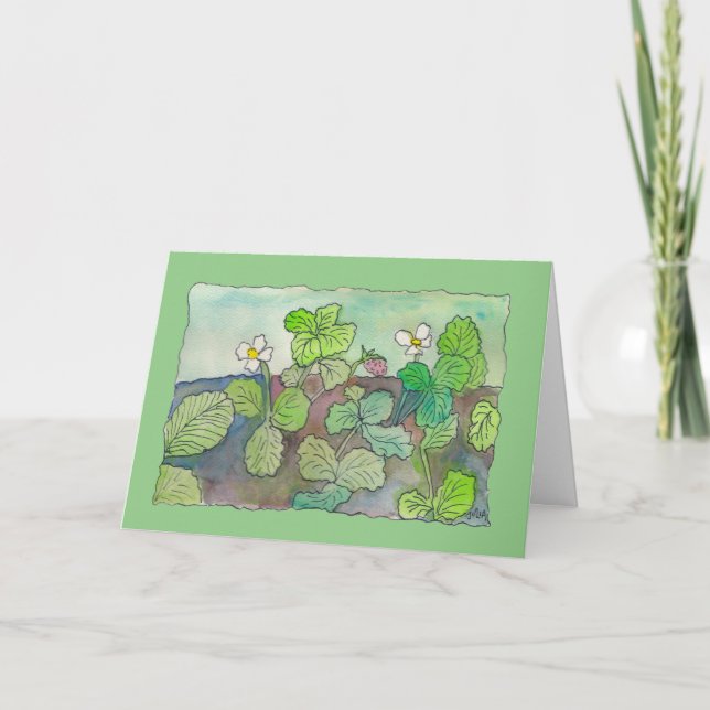 Wilde Erdbeeren Wasserfarbe (innen leer) Karte (Vorderseite)