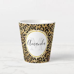 Wilde & exotische Leoparden-Druck-Monogramm-Muster Milchtasse