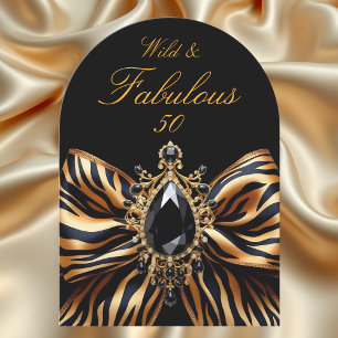 Wilde Fabelhafte 50 Geburtstag Zebra Schleife Schw Einladung
