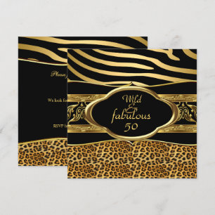 Wilde Fabelhafte Zebra Leopard Schwarz Gold Geburt Einladung