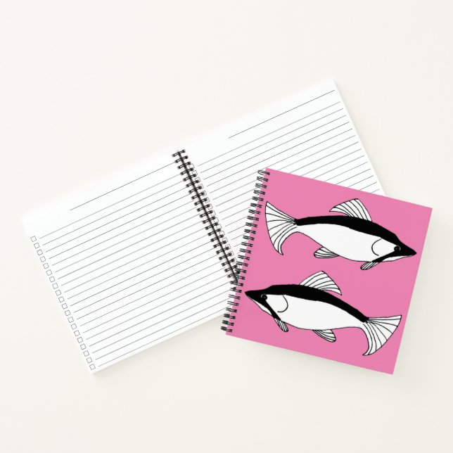 Wilde Fische Zeichnend Lachs-Notebook Notizbuch (Innenseite)