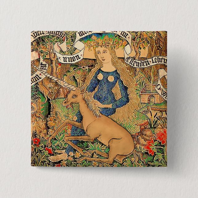 "Wilde Frau mit Einhorn" Button (Vorderseite)
