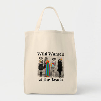Wilde Frauen am Strand Einkaufs-Tasche Tragetasche